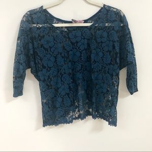 Sheer Navy Blue Lace Top💙